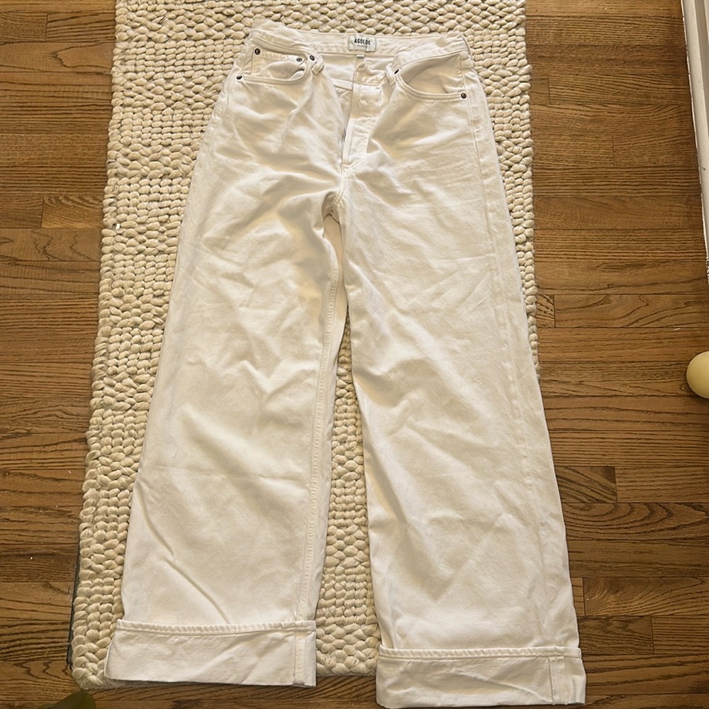 NWOT Agolde Dame cuffed jeans in cream white